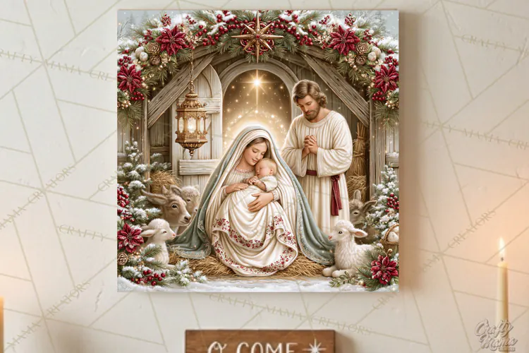 Christian Christmas Scene Sublimation, Nativity Png