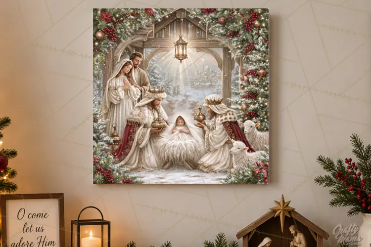 Christian Christmas Scene Sublimation, Nativity Png