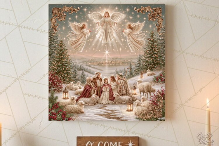 Christian Christmas Scene Sublimation, Nativity Png example image 1