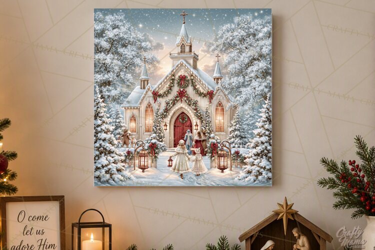 Christian Christmas Scene Sublimation, Nativity Png example image 1