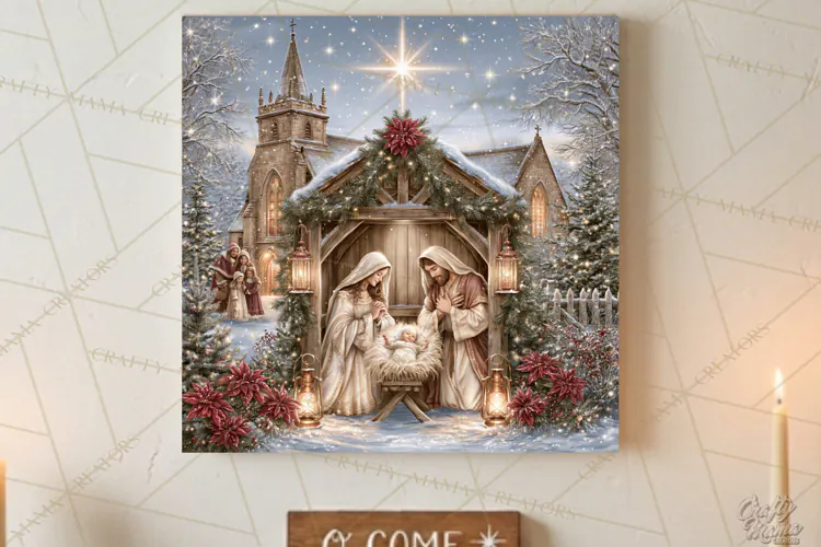 Christian Christmas Scene Sublimation, Nativity Png