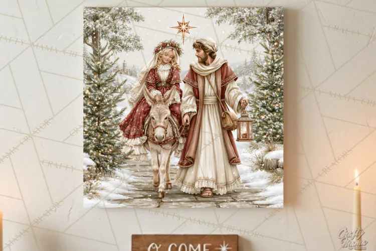 Christian Christmas Scene Sublimation, Nativity Png