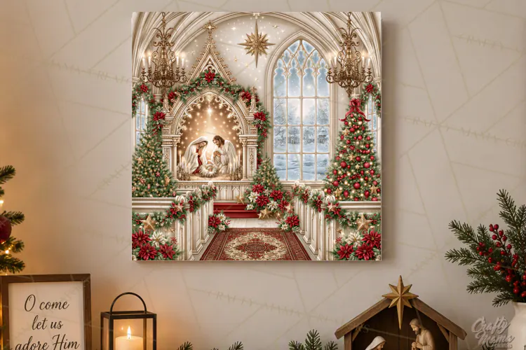 Christian Christmas Scene Sublimation, Nativity Png