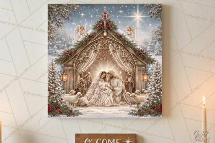 Christian Christmas Scene Sublimation, Nativity Png