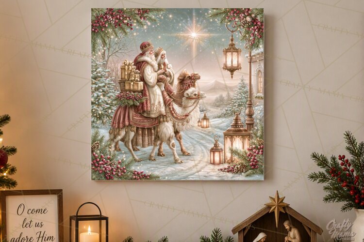 Christian Christmas Scene Sublimation, Nativity Png example image 1