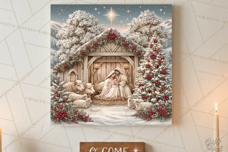 Christian Christmas Scene Sublimation, Nativity Png