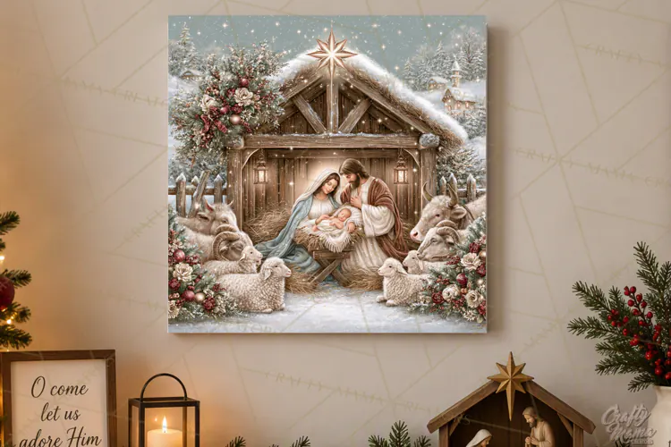 Christian Christmas Scene Sublimation, Nativity Png