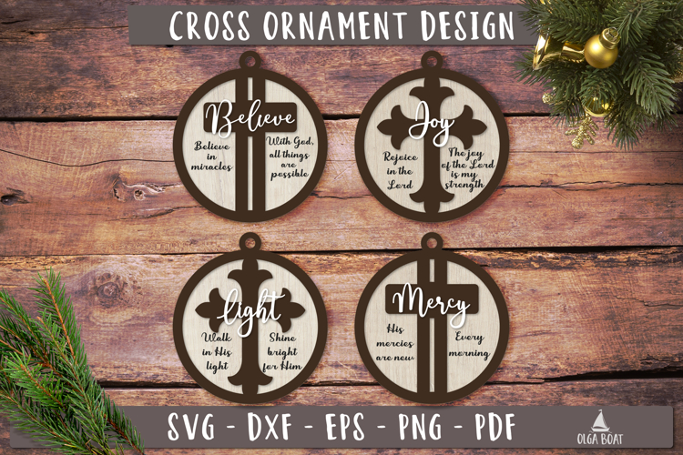 Christian Cross SVG Ornaments Christmas Laser cut