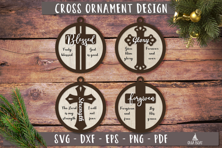 Christian Cross SVG Ornaments Forgiven Blessed