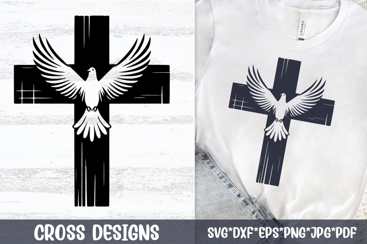 Christian Cross with Dove SVG Holy Spirit Design