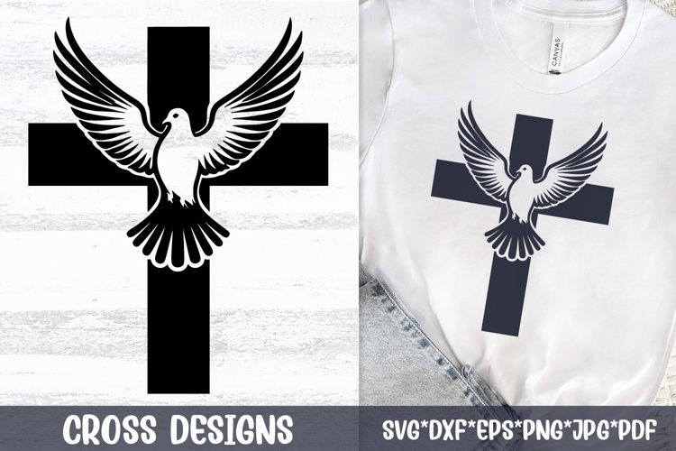 Christian Cross with Dove SVG Holy Spirit Faith