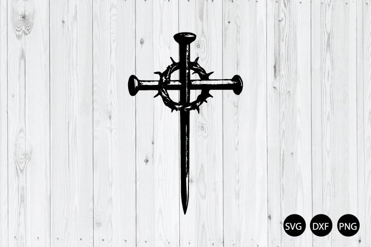 Crown of Thorns on the Cross SVG, Christian SVG example image 1