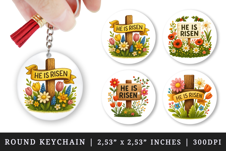 Christian faith round keychain pintable sublimation design
