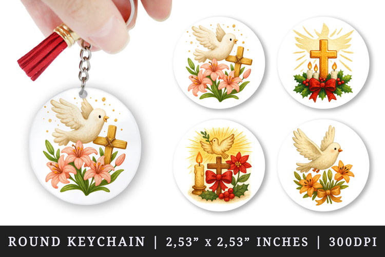 Christian faith round keychain pintable sublimation design