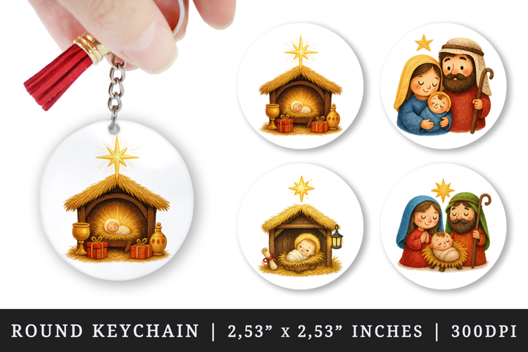 Christian faith round keychain pintable sublimation design