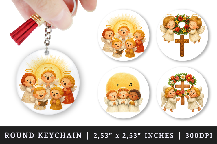 Christian faith round keychain pintable sublimation design