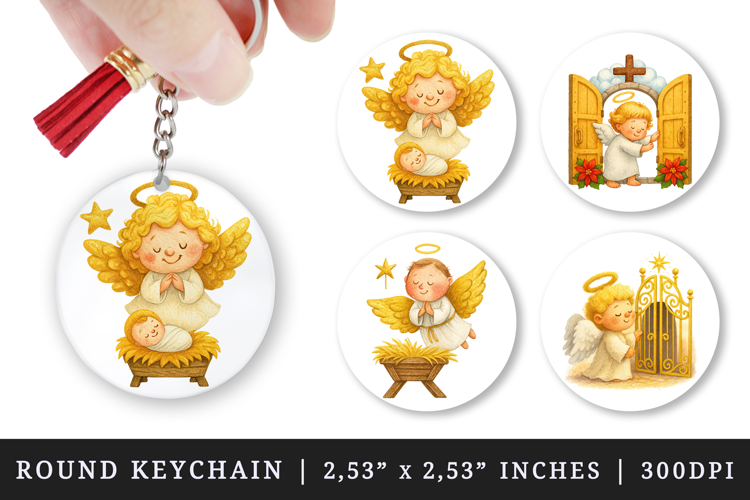 Christian faith round keychain pintable sublimation design