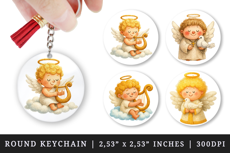 Christian faith round keychain pintable sublimation design