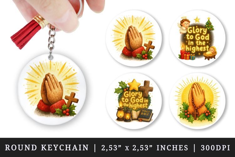 Christian faith round keychain pintable sublimation design