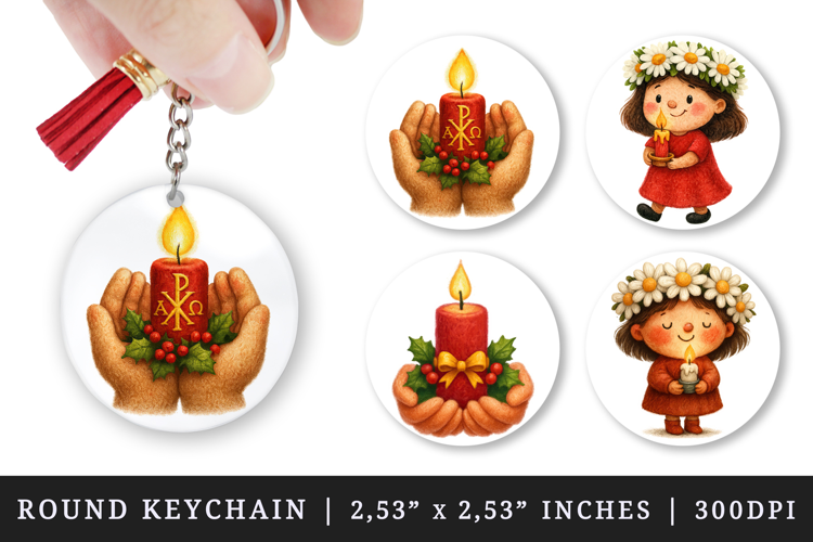 Christian faith round keychain pintable sublimation design