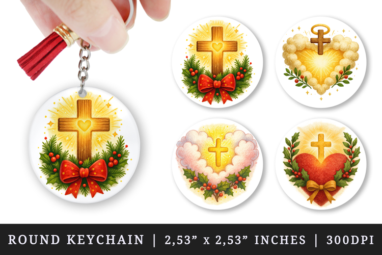 Christian faith round keychain pintable sublimation design