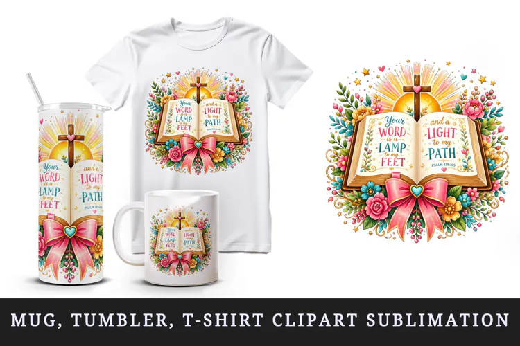 Christian faith tumbler mug wrap clipart sublimation design