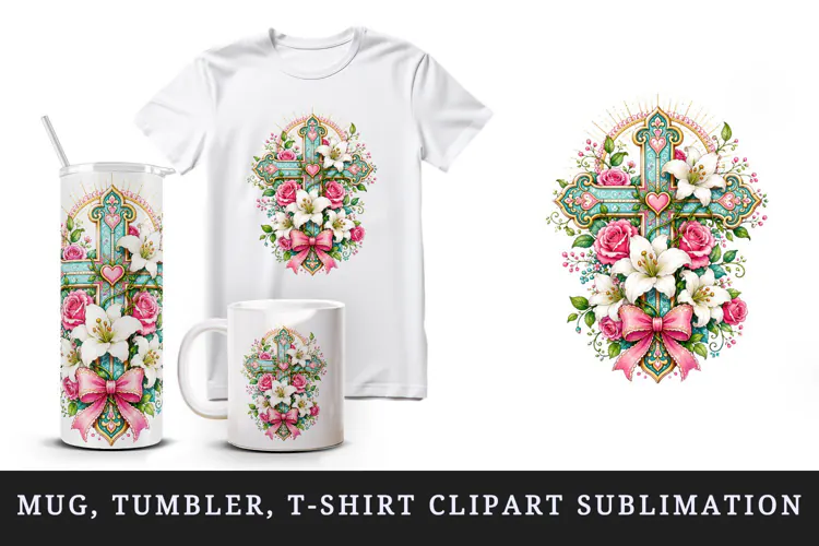 Christian faith tumbler mug wrap clipart sublimation design