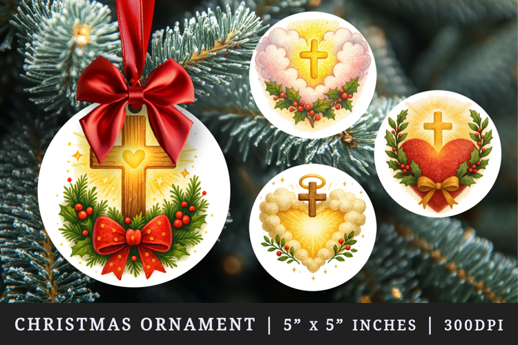 Christian faith round ornaments sublimation design