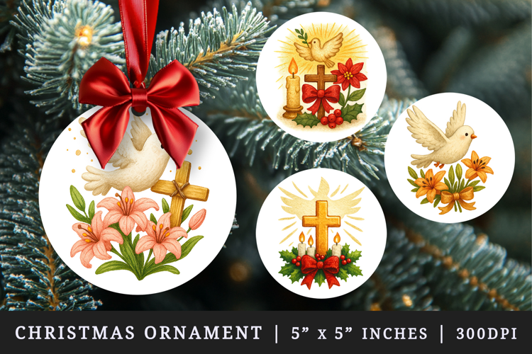 Christian faith round ornaments sublimation design