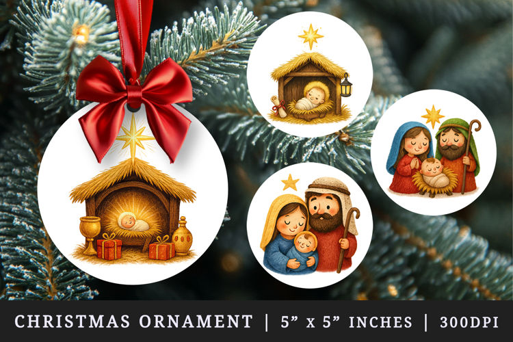 Christian faith round ornaments sublimation design