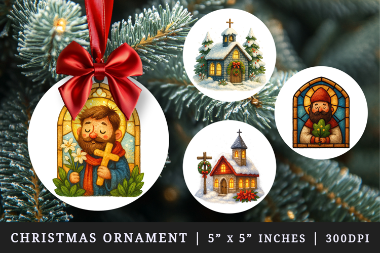 Christian faith round ornaments sublimation design