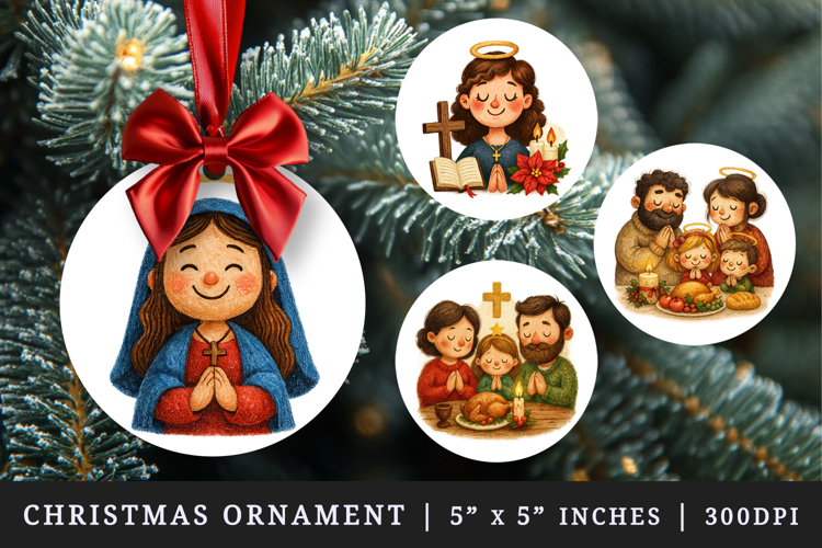 Christian faith round ornaments sublimation design