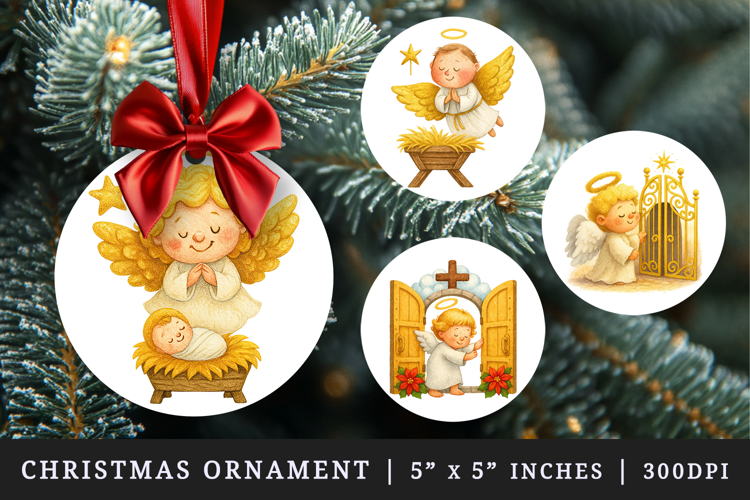 Christian faith round ornaments sublimation design