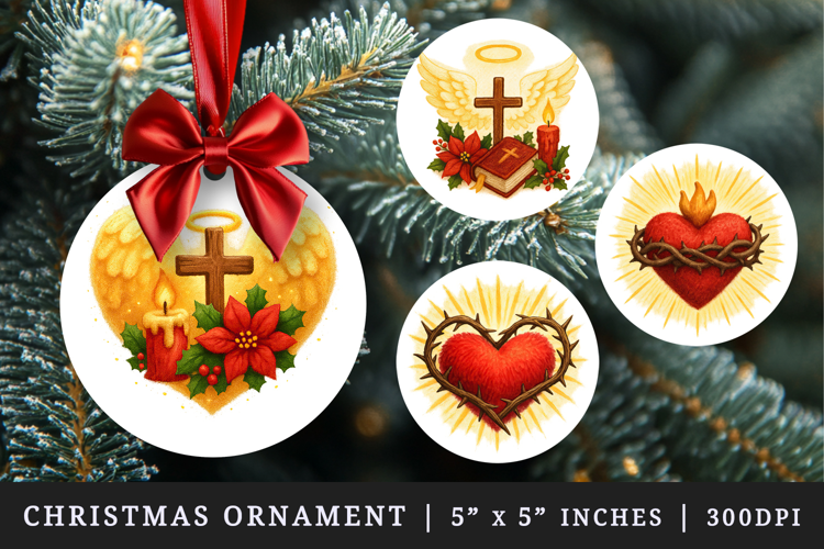 Christian faith round ornaments sublimation design