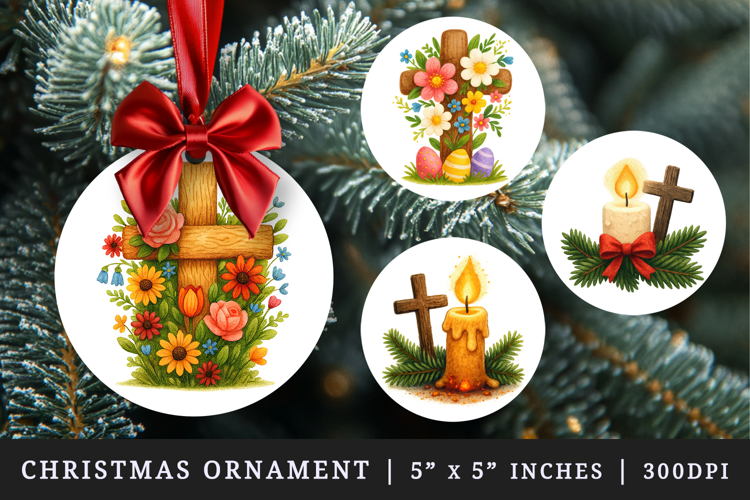 Christian faith round ornaments sublimation design