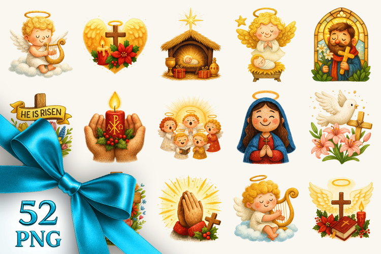 Christian faith clipart printable sublimation bundle png