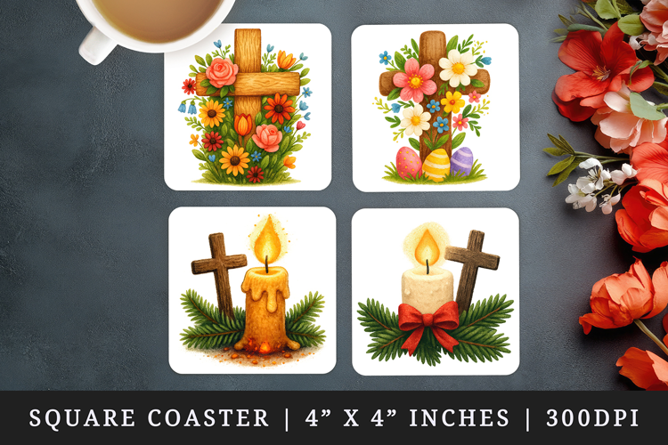 Christian faith square coaster sublimation, coasters design