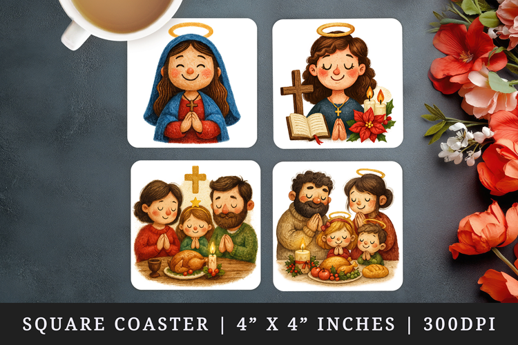 Christian faith square coaster sublimation, coasters design