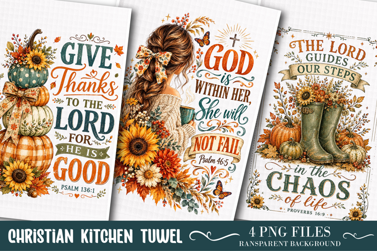 Christian Fall Kitchen Towel Sublimation Designs