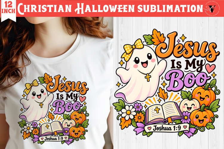 Christian Halloween sublimation | Cute Ghost Pumpkin design