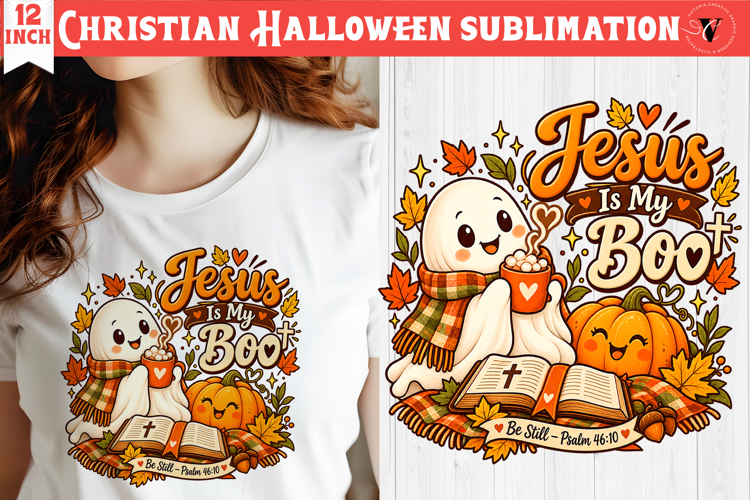 Christian Halloween sublimation | Cute Ghost Pumpkin design