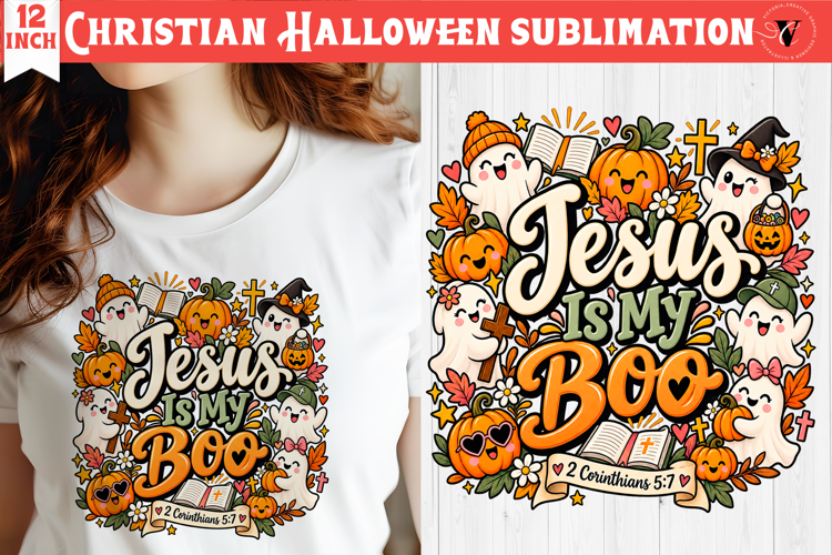 Christian Halloween sublimation | Cute Ghost Pumpkin design