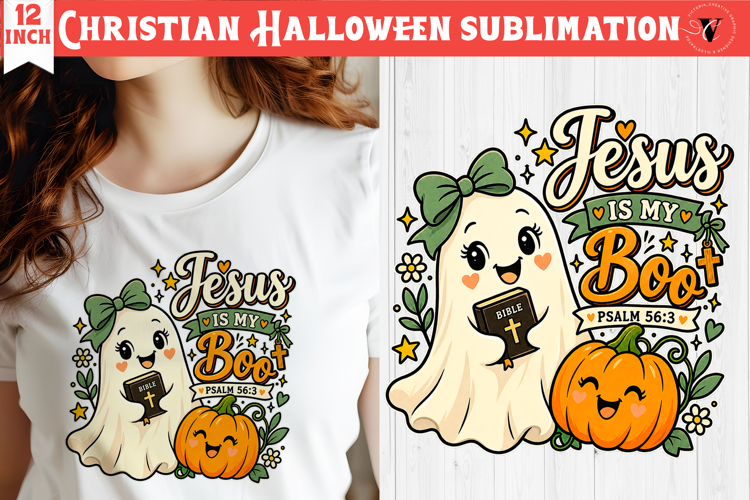 Christian Halloween sublimation | Cute Ghost Pumpkin design