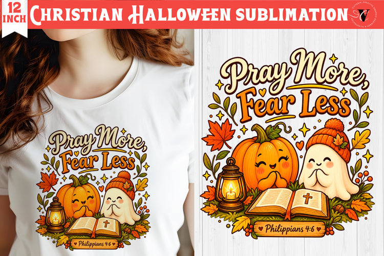 Christian Halloween sublimation | Cute Ghost Pumpkin design