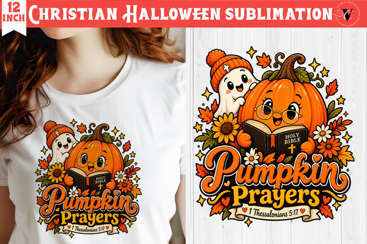 Christian Halloween sublimation | Cute Ghost Pumpkin design