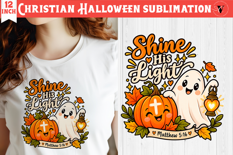 Christian Halloween sublimation | Cute Ghost Pumpkin design