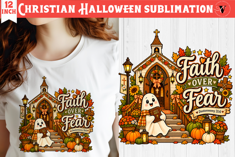 Christian Halloween sublimation | Cute Ghost Pumpkin design