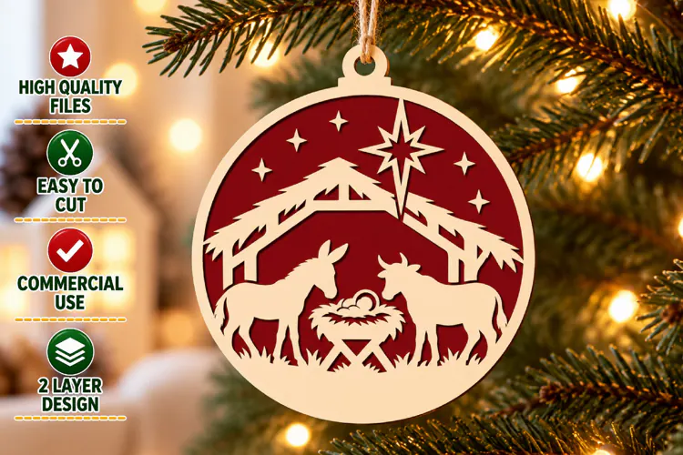 Christian Nativity Christmas Ornament SVG