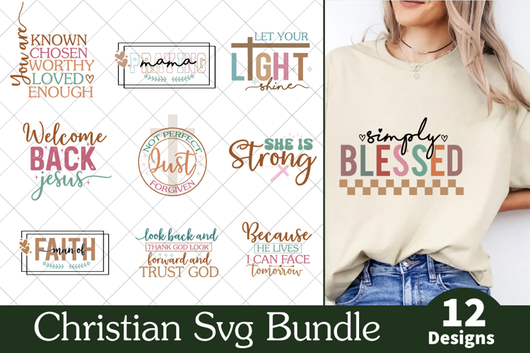 12 Christian quotes SVG Design Bundle