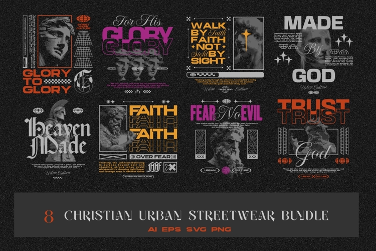 Christian Urban Streetwear T-shirt Design Bundle example image 1